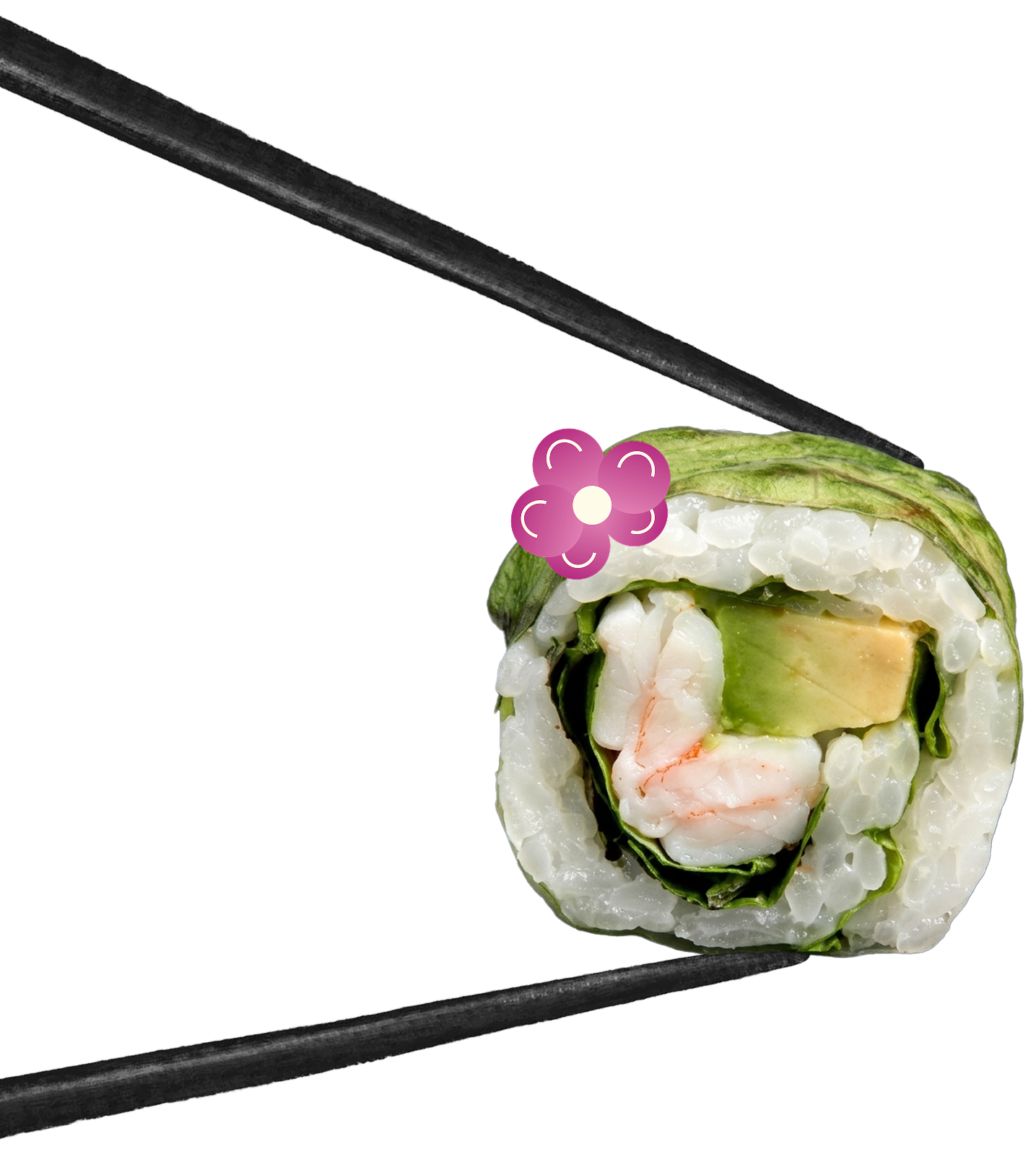 image of California roll with orchid flower
